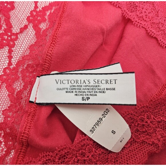 VICTORIA’S SECRET Soft Cotton blend Lace Low Rise Hip Hugger Panty Size S/P Red - Picture 4 of 5